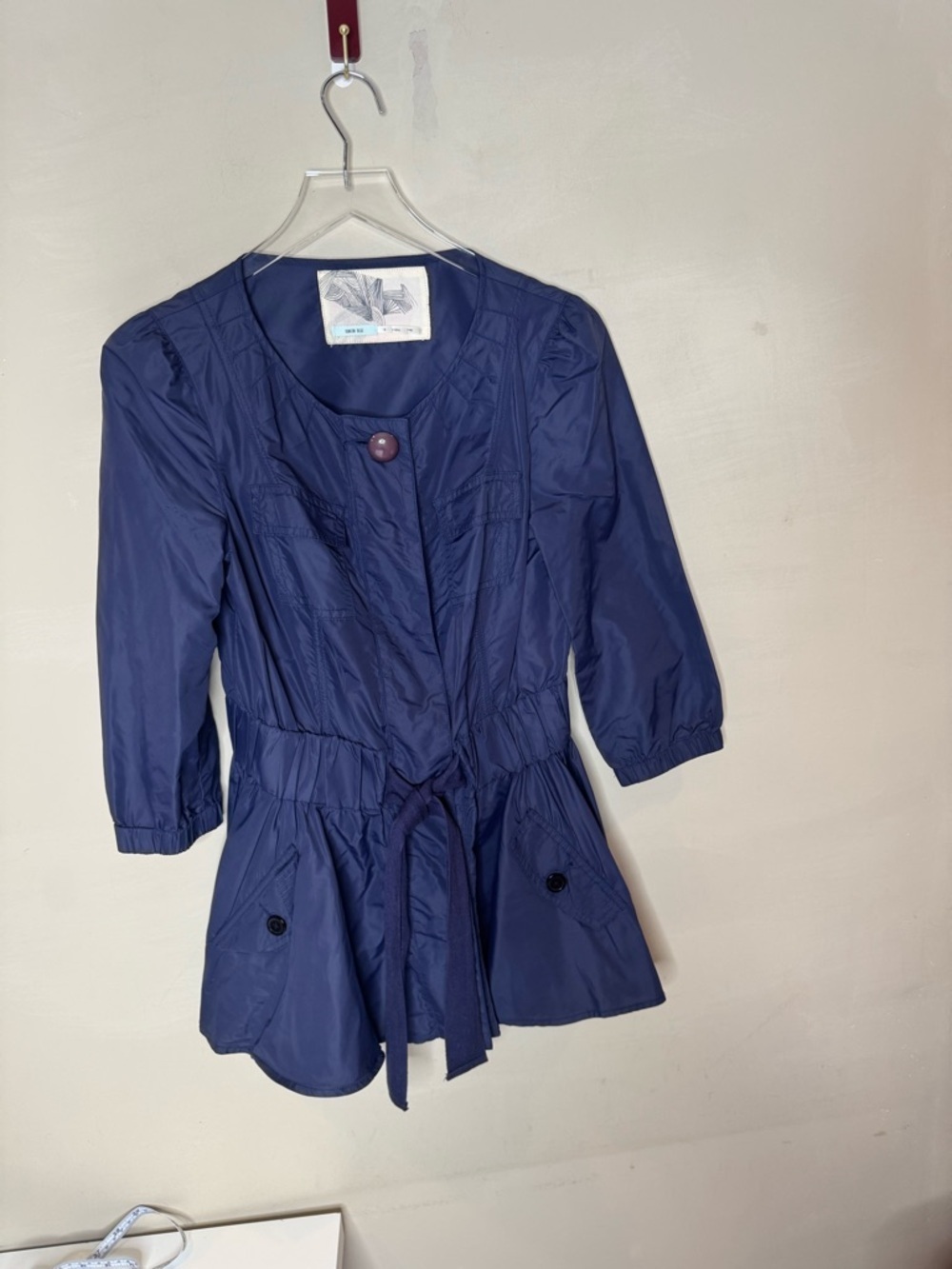 Kimchi Blue Navy Tie Waist Jacket Lightweight Nylon Size S - Picture 3 of 10